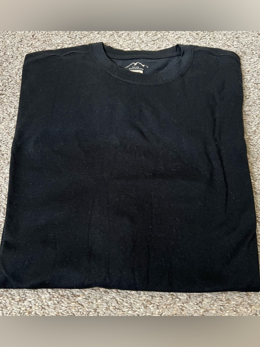 Blue Mountain Black Crewneck T-Shirt - Classic Solid Tee Size 3XL